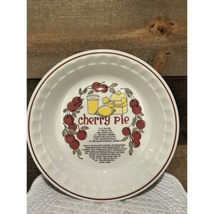 VTG Cherry Pie Dish With Printed Recipe‎ Hankook Super Strong